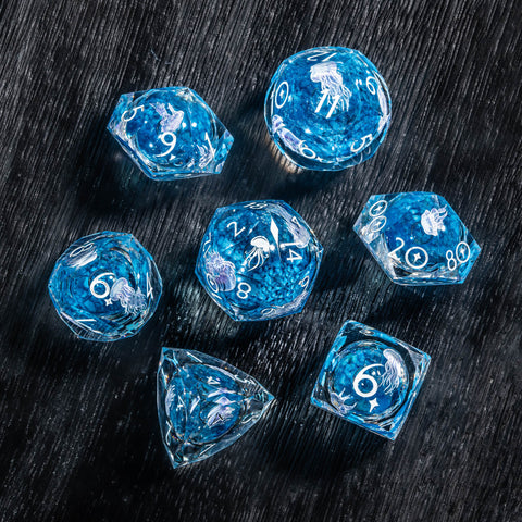URWizards D&D Jellyfish(Glow in the Dark) Dice Set Multi-faceted Style