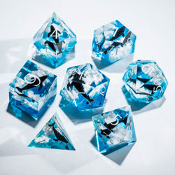 Handmade Sharp Edge Resin Dice Set -Dreamy Whale -