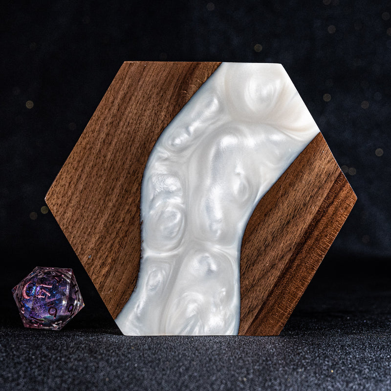 URWizards Walnut & Resin D&D Dice Box White Glitter - Urwizards