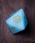 URWizards Dnd Aqua Cat's Eye Engraved Dice Set Moon Star Style - Urwizards