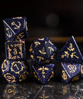 Dnd Blue Sandstone Engraved Dice Set Plant Vine Style - Urwizards