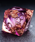 URWizards D&D Wine Liquid Heart Resin Engraved Dice Set Copper Flakes - Urwizards