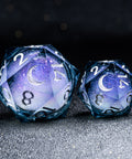 URWizards D&D Starry Liquid Heart Resin Engraved Dice Set Moon - Urwizards