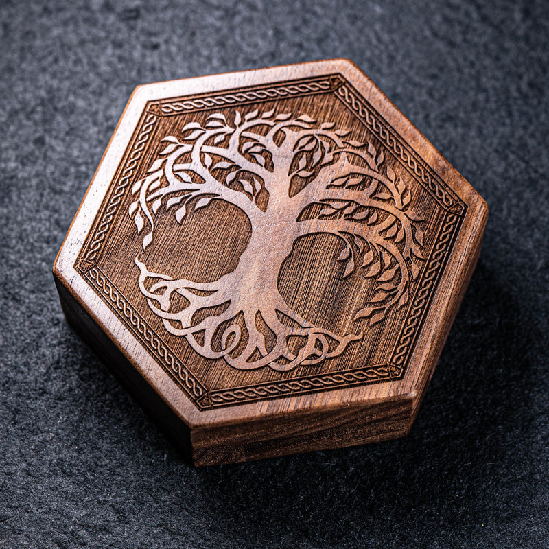 URWizards Engraved Walnut D&D Dice Box Tree - Urwizards