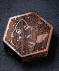 URWizards Engraved Walnut D&D Dice Box Meow - Urwizards