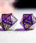 URWizards D&D Engraved Amethyst Dice Set Dog Style - Urwizards