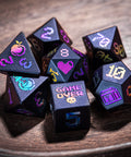 URWizards Obsidian Raised Plating Number Dice Set Pixel Art RPG - Urwizards