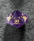 URWizards Dnd Engraved Amethyst Dice Set Meow Style - Urwizards