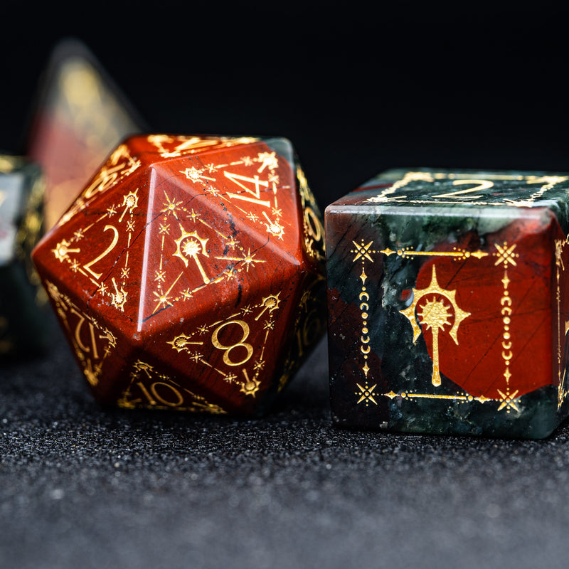 URWizards D&D Bloodstone Engraved Dice Set Cleric Style - Urwizards