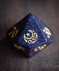 Dnd Blue Sandstone Engraved Dice Set Moon Star Style - Urwizards