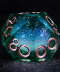 URWizards D&D Starry Liquid Heart Resin Engraved Dice Set Emerald - Urwizards
