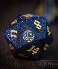 Dnd Blue Sandstone Engraved Dice Set Moon Star Style - Urwizards