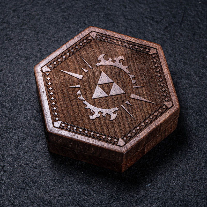 URWizards Engraved Walnut D&D Dice Box Triforce - Urwizards