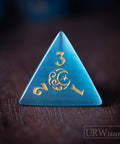 URWizards Dnd Aqua Cat's Eye Engraved Dice Set Moon Star Style - Urwizards