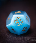 URWizards Dnd Aqua Cat's Eye Engraved Dice Set Moon Star Style - Urwizards