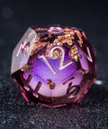 URWizards D&D Wine Liquid Heart Resin Engraved Dice Set Copper Flakes - Urwizards