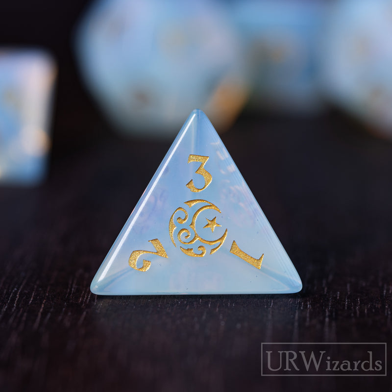 URWizards Dnd Opalite Engraved Dice Set Moon Star Style - Urwizards