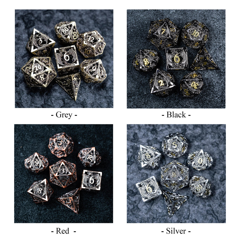 URWizards D&D Hollowed Metal Dice Set Dragon Grey - Urwizards