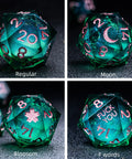 URWizards D&D Starry Liquid Heart Resin Engraved Dice Set Emerald - Urwizards