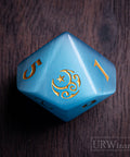 URWizards Dnd Aqua Cat's Eye Engraved Dice Set Moon Star Style - Urwizards