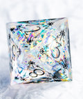 URWizards D&D Resin Opalite Glitter Engraved Dice Set Cleric Style - Urwizards