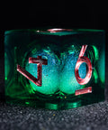 URWizards D&D Starry Liquid Heart Resin Engraved Dice Set Emerald - Urwizards