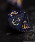 Dnd Blue Sandstone Engraved Dice Set Plant Vine Style - Urwizards