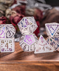 URWizards Clear Quartz Raised Plating Number Dice Set Ancient Style - Urwizards