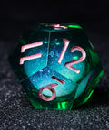 URWizards D&D Starry Liquid Heart Resin Engraved Dice Set Emerald - Urwizards