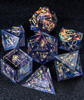 URWizards D&D Resin Night Neon Glitter Engraved Dice Set Cleric Style - Urwizards