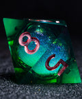 URWizards D&D Starry Liquid Heart Resin Engraved Dice Set Emerald - Urwizards