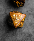 URWizards Dnd Engraved Yellow Tiger's Eye Dice Set Meow Style - Urwizards