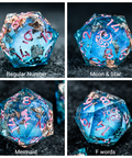 URWizards D&D Pale Blue Liquid Heart Resin Engraved Dice Set Copper Flakes - Urwizards