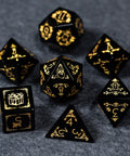 URWizards D&D Obsidian Engraved Dice Set Christmas Style - Urwizards