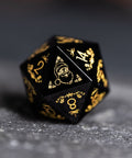 URWizards D&D Obsidian Engraved Dice Set Christmas Style - Urwizards