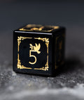 URWizards D&D Obsidian Engraved Dice Set Christmas Style - Urwizards