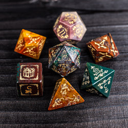 URWizards D&D Indian Agate Engraved Dice Set Christmas Style - Urwizards