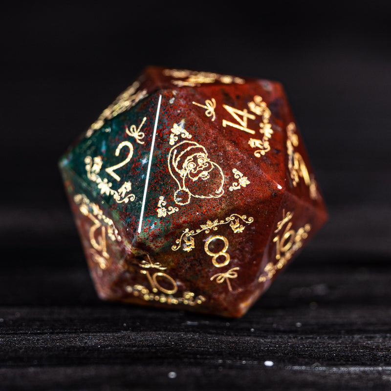 URWizards D&D Indian Agate Engraved Dice Set Christmas Style - Urwizards