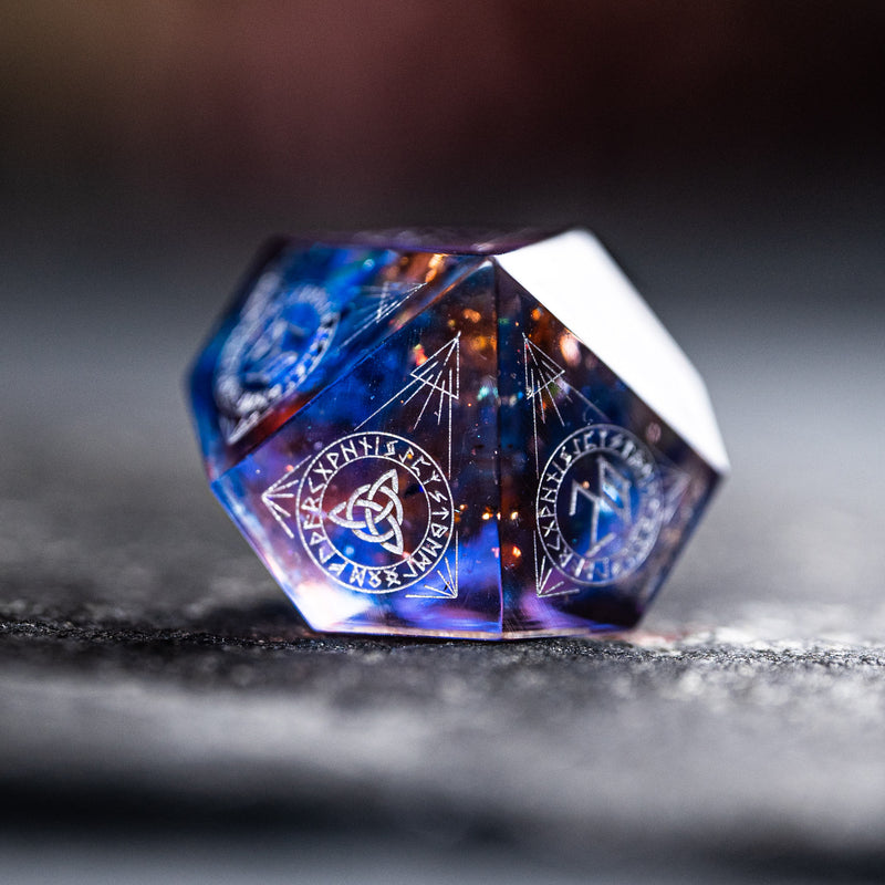 URWizards D&D Resin Dawn Glitter Engraved Dice Set Nordic Style - Urwizards