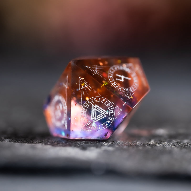 URWizards D&D Resin Dawn Glitter Engraved Dice Set Nordic Style - Urwizards