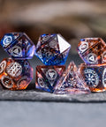 URWizards D&D Resin Dawn Glitter Engraved Dice Set Nordic Style - Urwizards