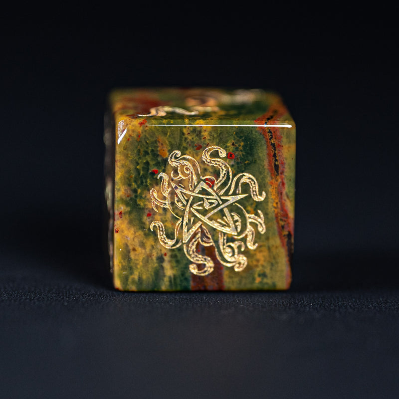 URWizards Dnd Engraved Indian Agate Dice Set Cthulhu Style - Urwizards