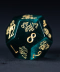 URWizards Dnd Engraved Teal Green Cat's Eye Stone Dice Set Cthulhu Style - Urwizards