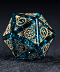 URWizards Dnd Engraved Blast Blue Glass Dice Set Nordic Style - Urwizards