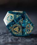 URWizards Dnd Engraved Blast Blue Glass Dice Set Nordic Style - Urwizards