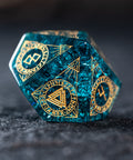 URWizards Dnd Engraved Blast Blue Glass Dice Set Nordic Style - Urwizards
