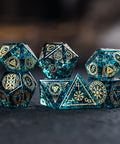 URWizards Dnd Engraved Blast Blue Glass Dice Set Nordic Style - Urwizards
