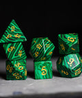 URWizards Dnd Malachite Gemstone Engraved Dice Set Magical Style - Urwizards