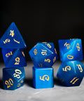 URWizards Dnd Blue Cat's Eye Gemstone Engraved Dice Set Magical Style - Urwizards