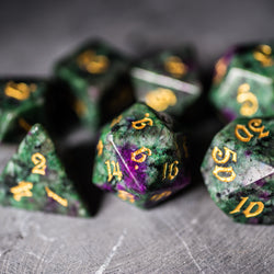 URWizards Dnd Ruby in Zoisite Gemstone Engraved Dice Set Magical Style - Urwizards